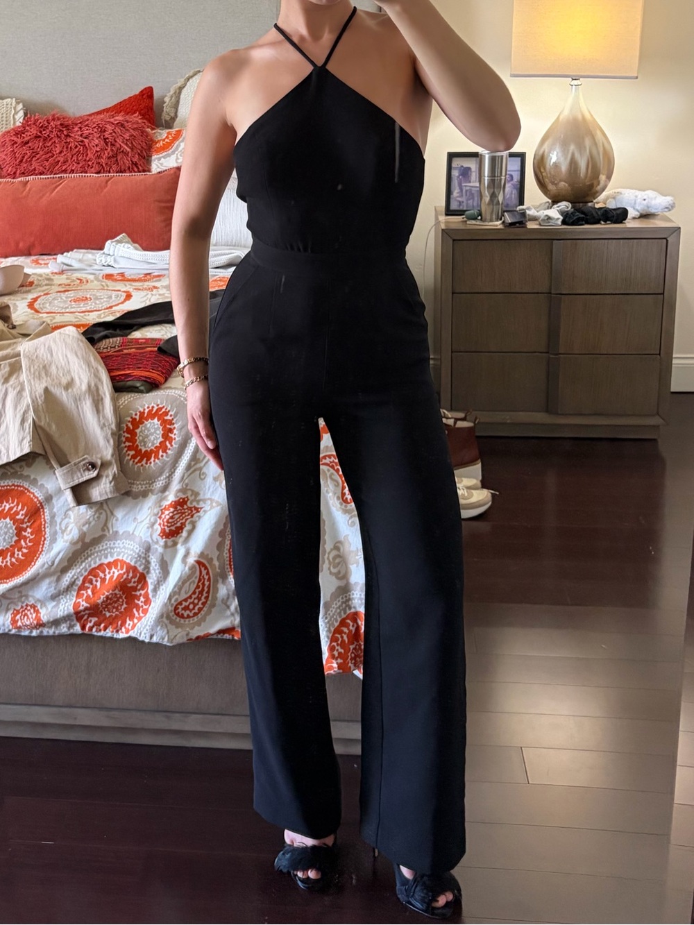 BCBGeneration Black Halter Wide-Leg Jumpsuit